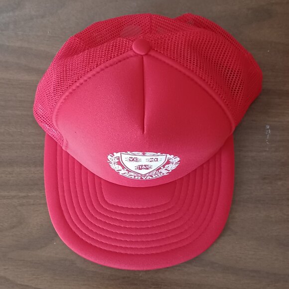 Vintage 1980s Speedway Harvard Veritas Red Trucker Hat Snapback Cap - Picture 5 of 10